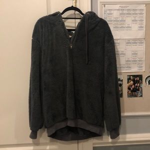 Quarter zip fuzzy gray jacket